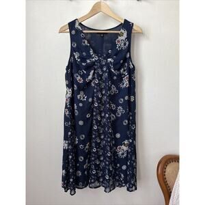 Jason‎ Wu for Target blue floral v neck a line chiffon summer dress M sleeveless